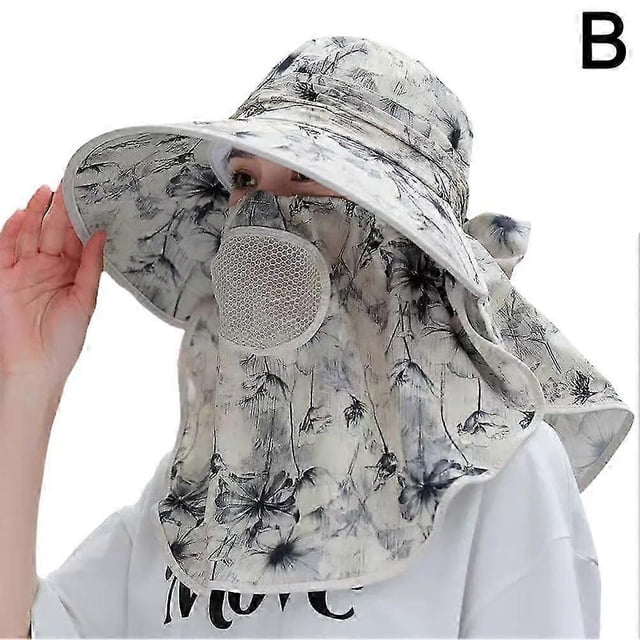 Sombrero de sol transpirable con visera ancha y protección contra los rayos ultravioleta, estilo paisaje de gasa.