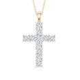 thumbnail image 2 of Rosec Jewels Certified Moissanite Cross Pendant Necklace for Women - Religious Necklace - D-VS1 Grade - Gift for Christmas, 18K Yellow Gold, 2 of 6