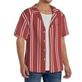 thumbnail image 4 of Sigee Stripes Red White Print Men's Shirts Casual Button Down Short Sleeve Summer Beach Shirt Hawaiian Vacation Shirts Tee Shirt-Medium, 4 of 7