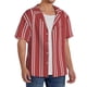 thumbnail image 2 of Balery Stripes Red White Camisa Casual de Manga Corta con Botones para Hombre, Texturizada, Estilo Cubano, para Playa, Verano-XX-Large, 2 of 5