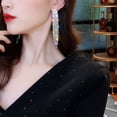 thumbnail image 4 of UDIYO 1 Pair Women Earrings Shiny Rhinestone Tassel All Match Dangle Earrings for Gift, 4 of 7