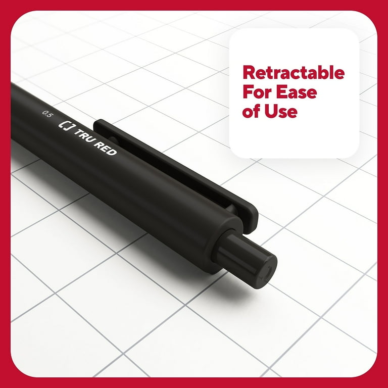WorkLife Brands TRU RED Retractable Quick-Dry Gel Pens, Fine Point
