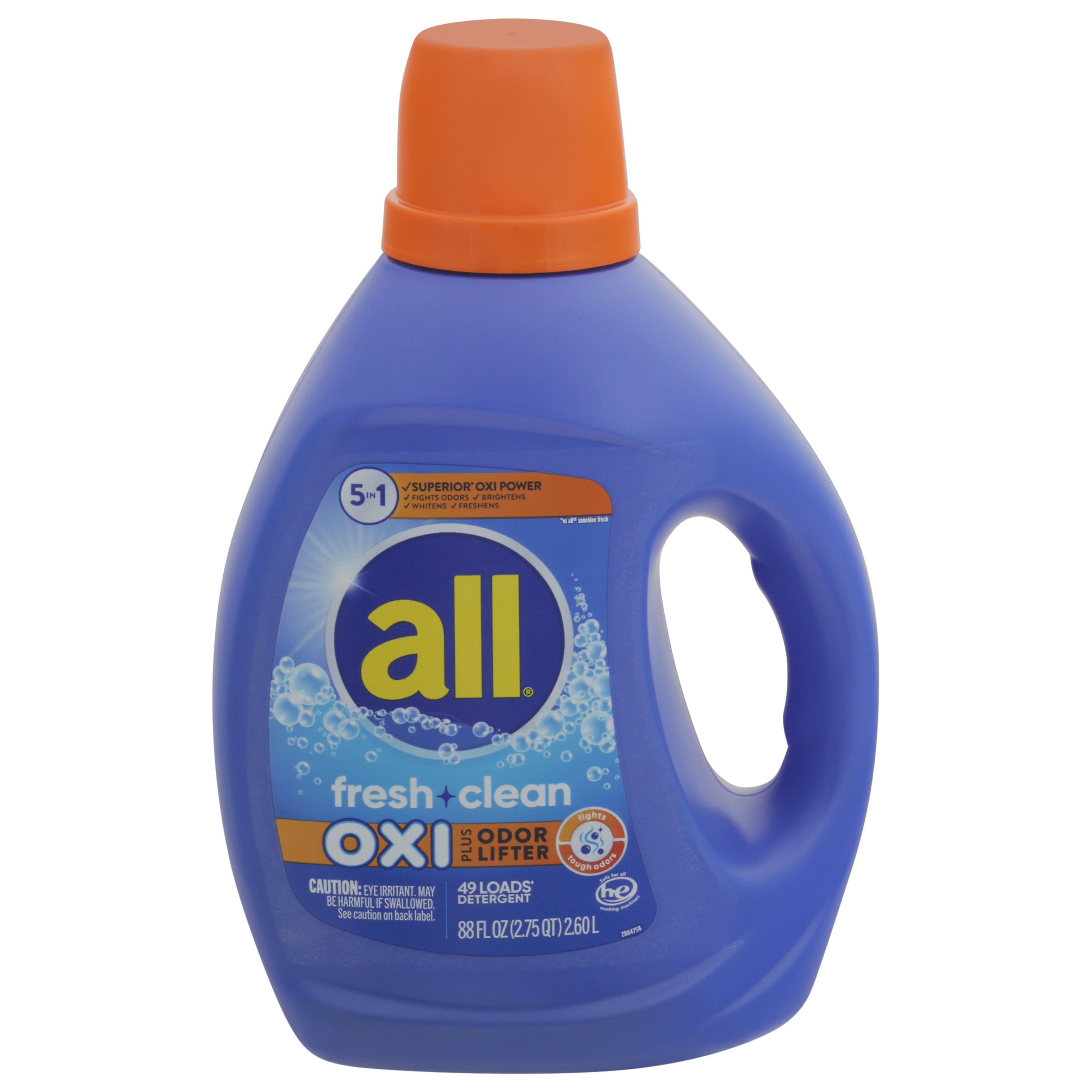 All, Fresh Clean Liquid Laundry Detergent Oxi Plus Odor Lifter, 88 Fl Oz
