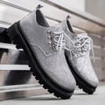 thumbnail image 2 of HomeDM Men's Platform Dress Shoes Round Toe Lace-Up Slip-On Low Chunky Heels Casual Work Loafers, Silver Size 10, 2 of 9