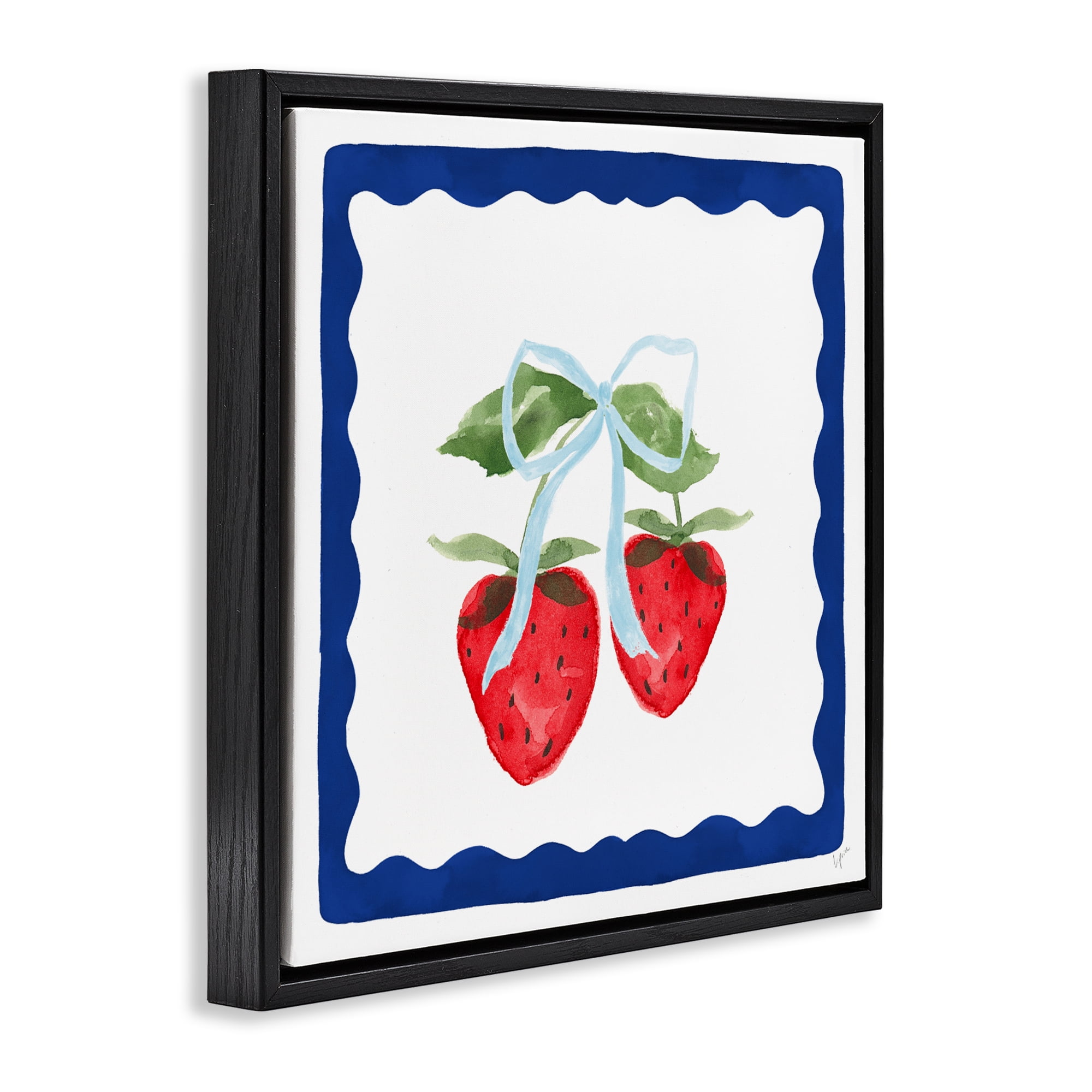 Stupell Industries Summer Bordered Strawberries Black Framed Floater Canvas Wall Art, design by Lucille Price