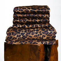 500 Thread Count, 100% Giza Egyptian Cotton Bedding Set, 6-PC Sheets Set, 30 Inch Deep Pocket of Fitted Sheet, Soft Sateen Weave Breathable - Leopard Print, Full