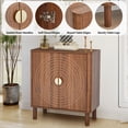 thumbnail image 6 of Accent Cabinet with Round Carved Line Door for Entryway Hallway, Walnut Sideboard Buffet Cabinet, Storage Cabinet with Adjustable Shelves for Living Room, 6 of 7