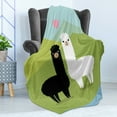 thumbnail image 4 of Llama Soft Flannel Fleece Throw Blanket, Alpacas in Love at the Mountains Argentina Fauna Animals Contrasting Colors, Cozy Plush for Indoor and Outdoor Use, 50" x 60", Multicolor, by Ambesonne, 4 of 5