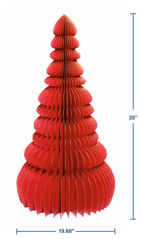 Honeycomb Paper Tree Christmas Decoration, Red, 35", by Holiday Time