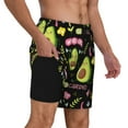 thumbnail image 2 of Yiaed Avocado Work Out Print Mens Swim Trunks Bathing Suit Compression Liner Beach Swim Shorts Swimwear Quick Dry Zipper Pocket No-Chafing Board Short-X-Large, 2 of 6