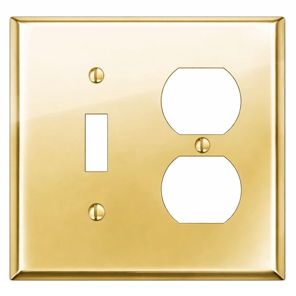 Rio Salto Brushed Brass Decorative 2-Gang Toggle Rocker Combination ...