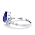thumbnail image 2 of Teardrop Art Deco Pear Cut Engagement Ring Blue Sapphire CZ 925 Sterling Silver Size 8, 2 of 6
