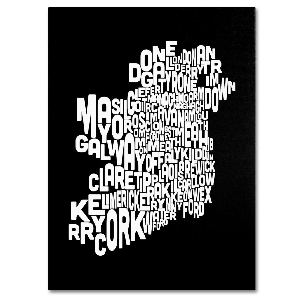Trademark Art 'Ireland Text Map 5' Canvas Art by Michael Tompsett