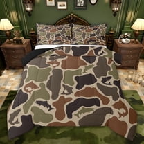 Castle Fairy Big Bass Fish Twin Comforter Sets,Vintage Camouflage Camo Bedding Set
