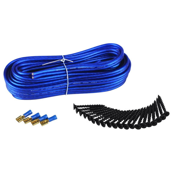 Dual Sub Box Enclosure Installation Kit: Speaker Wire, Screws, Spade Terminals