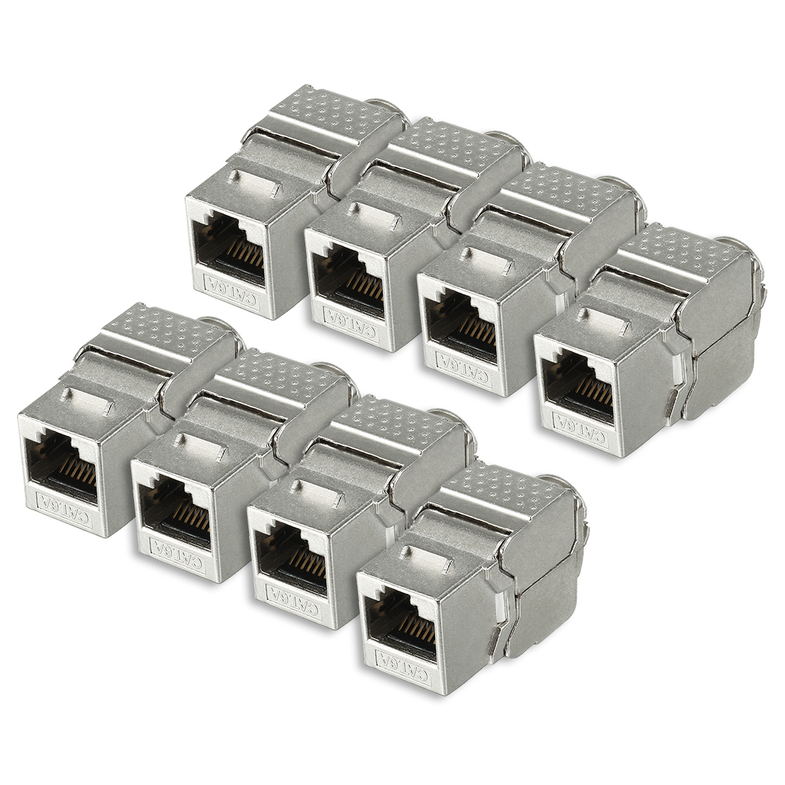 8 Pack, 90 Degree Cat 6A RJ45 Cable Keystone Jacks Metal