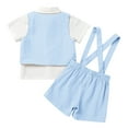 thumbnail image 3 of FYMNSI Baby Boy Baptism Clothes Suits Infant Gentleman Outfit Dress Shirt Vest Suspenders Short Pants 18-24 Months, 3 of 7