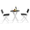 thumbnail image 2 of Resenkos Grand Patio Folding Bistro Furniture Set, 3 Piece Round Dining Table and Polyester Fabric Chairs Black, 2 of 5
