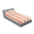 thumbnail image 3 of Abstract Bedding Set with Sheet & Covers, Retro Stripes and Dots in Watercolor Featured Effects Nostalgic Pattern, Printed Bedroom Decor 2 Shams, 4 Sizes, Pale Yellow Coral, by Ambesonne, 3 of 3