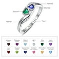 thumbnail image 3 of Personalized Anniversary Love Heart Promise Ring for Women 925 Sterling Silver with 2 Names and 2 Simulated Birthstones, 3 of 5