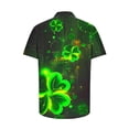 thumbnail image 3 of Ceisia Men's St. Patrick's Day Glowing Shamrock Print Short Sleeve Turndown Collar Stretch Casual Shirt Black L Gifts, 3 of 5