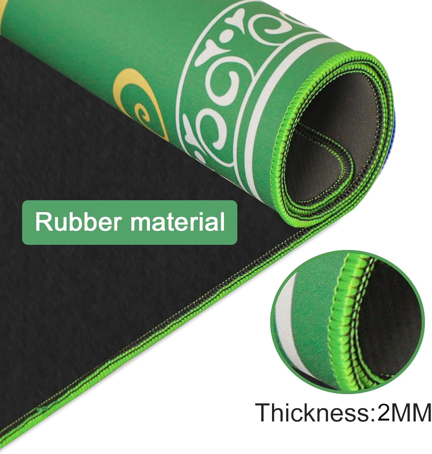 Mahjong Mat,Mahjong Game Table Mat with 3 Dice & Carrying Bag,31.5"x31.5" Green Rubber Anti-Slip Playmat for Mahjong, Card, Board & Tile Games