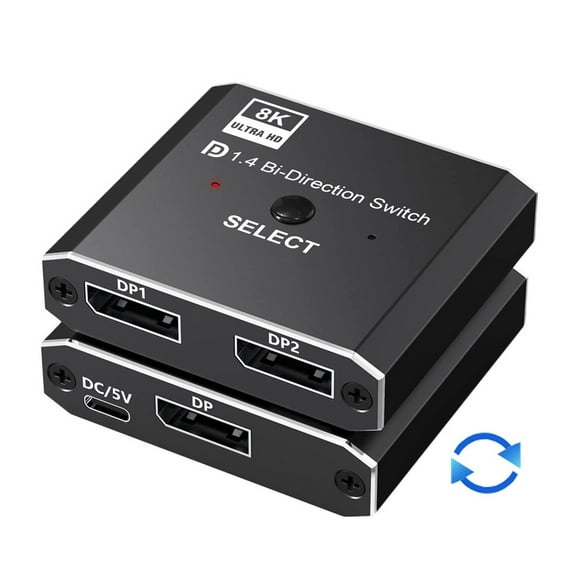 1.4 Switch 8K Displayport Bi-direction Splitter Switcher Displayport KVM 2X1 1X2 Display-port 8K@30Hz,4K@120Hz ,Easy to Operate