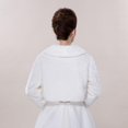 thumbnail image 4 of ROZYARD Womens Lady Faux Fur Long Sleeve Shawl Wrap Lapel Collar Pompom Ball Lace Up Whi, 4 of 8