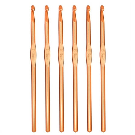 6Pcs Superior Aluminum Crochet Hook Set, Light, & Smooth Knitting Needles, 5.5mm US Size I (Size 9)