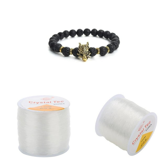 2x 1 de Elástico para Pulseras, Elástico para Pulseras, Fabricación de Joyas, Abalorios perfecl Hilo elástico transparente