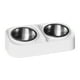 thumbnail image 2 of Juego de cuencos de comida para mascotas de acero inoxidable | Doble Bowl Antideslizante | Alimentador elevado de soporte de cuello | Diseño de boca ancha | 14,17x7,67 pulgadas | Limpieza fácil, 2 of 6