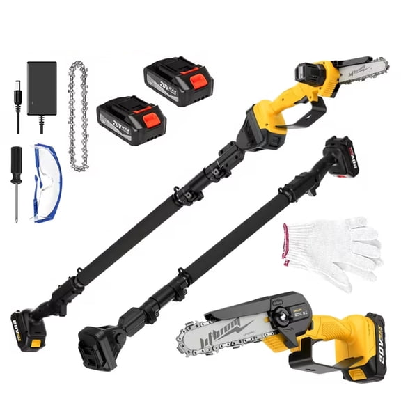 6-inch chain pole saw dual battery yellow