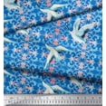 thumbnail image 2 of Soimoi Moss Georgette Fabric Floral Damask & Stork Bird Decor Fabric Printed Yard 42 Inch Wide, 2 of 3