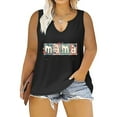 thumbnail image 2 of BiZtdJrK Womens V Neck Plus Size Tank Tops Mama Print Tanks Shirts Casual Going Out Sleeveless Blouse Black XXXL, 2 of 5