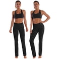 thumbnail image 3 of BUBBLELIME 29""/31""/33""/35"" 4 estilos Pantalones de yoga con piernas rectas para mujer Control de barriga - Pierna recta_Negro L_31"" Entrepierna, 3 of 5