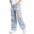 thumbnail image 5 of JUMEYU Kids Baggy Jeans Boys Toddler & Big Child Wide-Leg Cargo Jeans, Denim Pants 4T 5T (Light Blue,4-5 Years), 5 of 6
