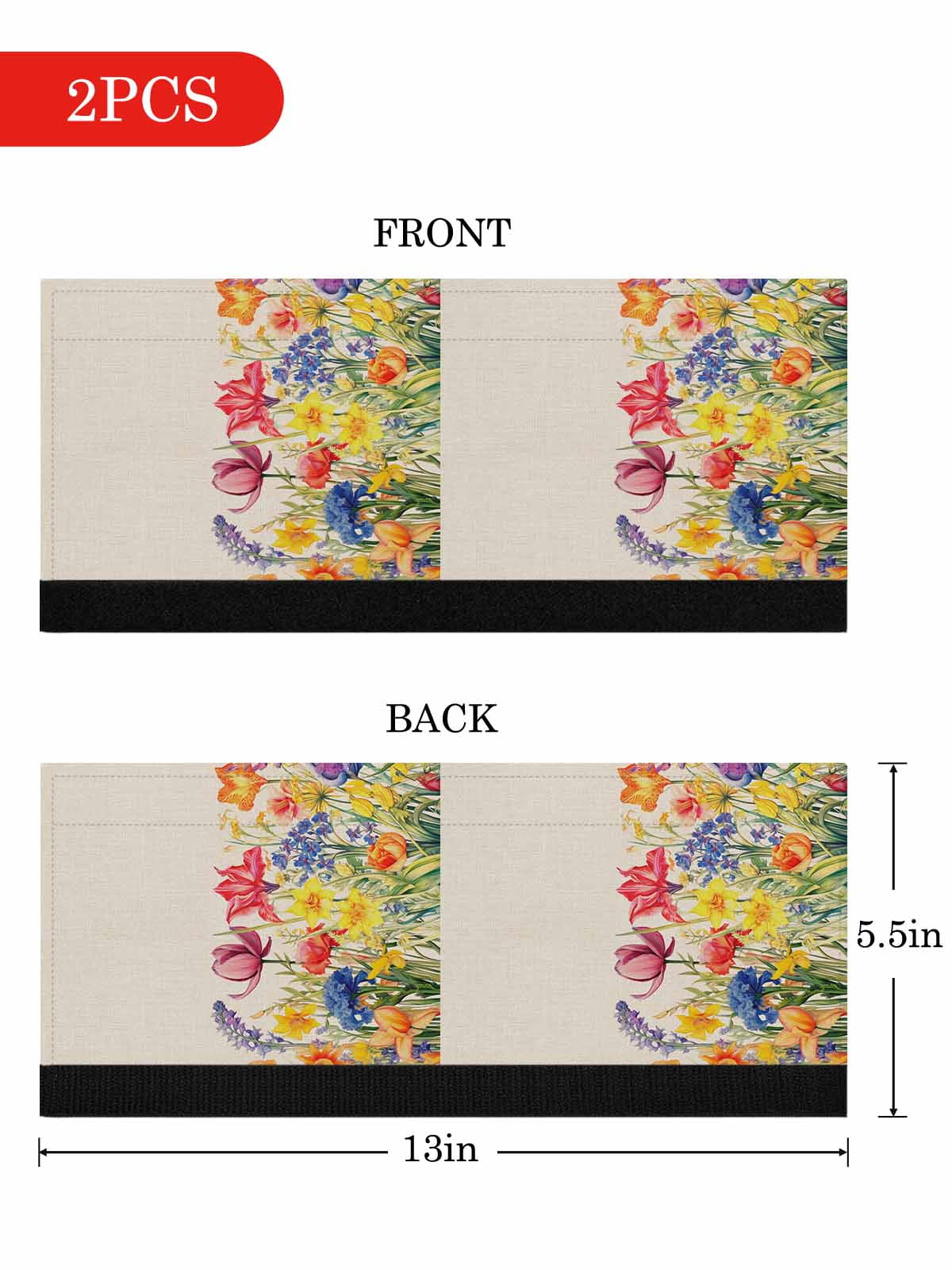 Colorful Tulip Refrigerator Door Handle Covers Set of 2, Spring Floral Watercolor Botanical Rustic Kitchen Fridge Microwave Oven Dishwasher Stove Cabinet Handle Protectors, Washable Appliance Decor