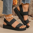 thumbnail image 2 of Pandaie Platform Flat Sandals for Women Elastic Band Summer Beach Shoes Comfortable Strappy Walking Slip on Sandal Black Size 8.5, 2 of 9