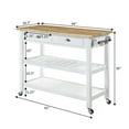 thumbnail image 5 of Convenience Concepts American Heritage 3 Tier Butcher Block Kitchen Cart with Drawers, White/Butcher Block, 5 of 10