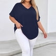 thumbnail image 7 of BSDJILFG 50% Plus Size Tops for Women Casual Short Sleeve Button V Neck Basic T Shirt Loose Sleep Pajama Lounge Tops S-5XL, 7 of 7