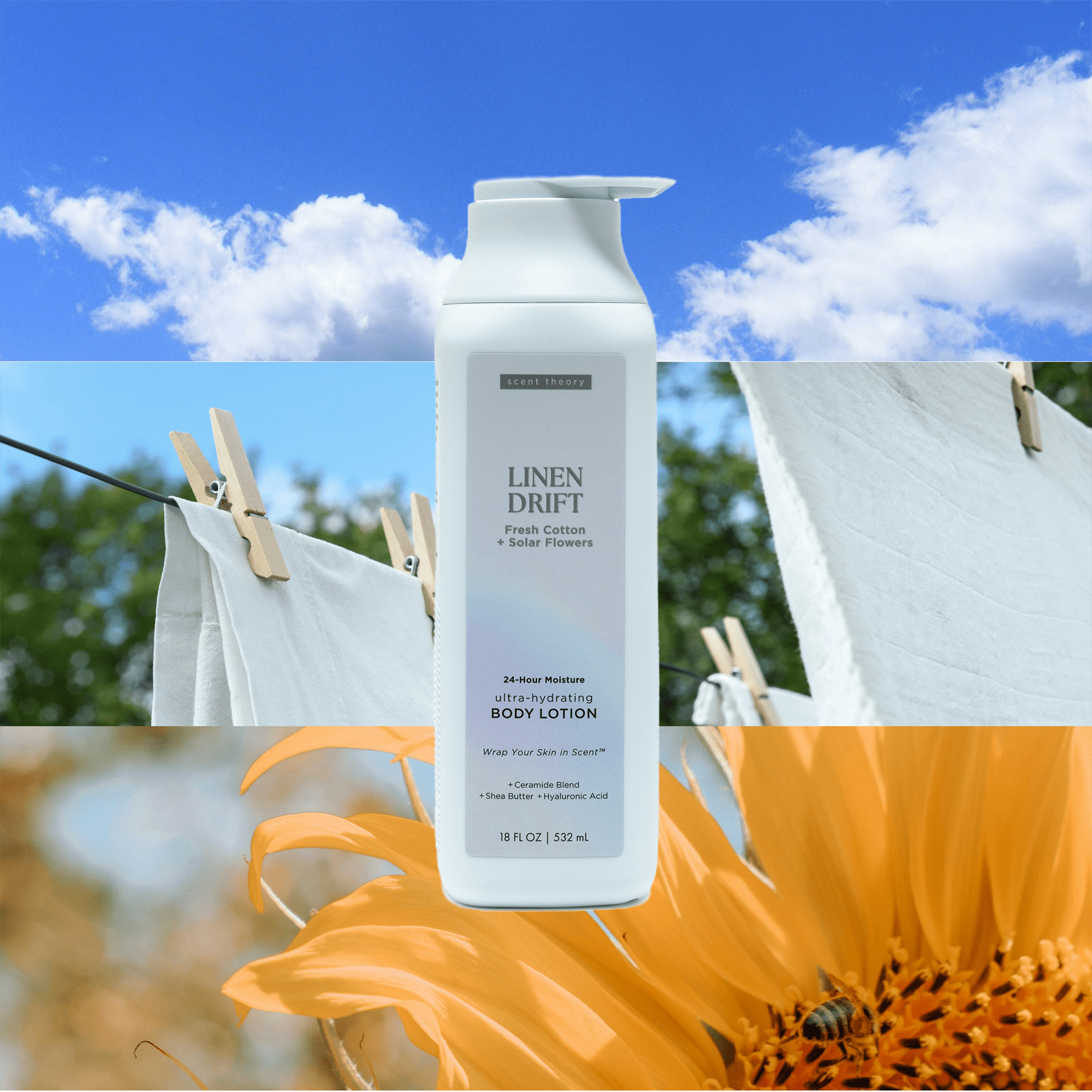 Scent Theory Body Lotion with Shea Butter, All Skin Types, Linen Drift, 18 fl oz