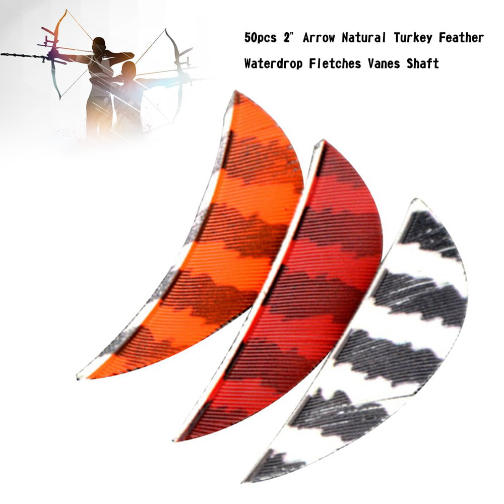 50pcs 3" Arrow Natural Turkey Feather Waterdrop Fletches Vanes DIY Shaft 