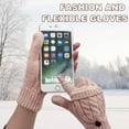 thumbnail image 4 of Winter Fingerless Gloves Mittens for Women Men Warm Wool Knitted Convertible Flip Top Mittens for Cold Weather, 4 of 7