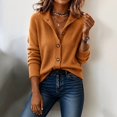 thumbnail image 2 of Endives Womens Cardigan Sweaters Solid Color Stand Collar Long Sleeve Cardigan Sweater Loose Fit Versatile Trendy Casual Button Down Cardigan Sweaters for Women Orange M, 2 of 7