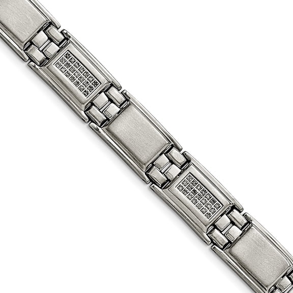 White Stainless Steel bracelet Men's Diamond 8.75 in 13 mm