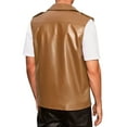 thumbnail image 3 of INSPIRE CHIC Faux Leather Vest for Men's Motorcycle Biker Sleeveless Jacket Zipper Riding PU Vest L Brown, 3 of 5