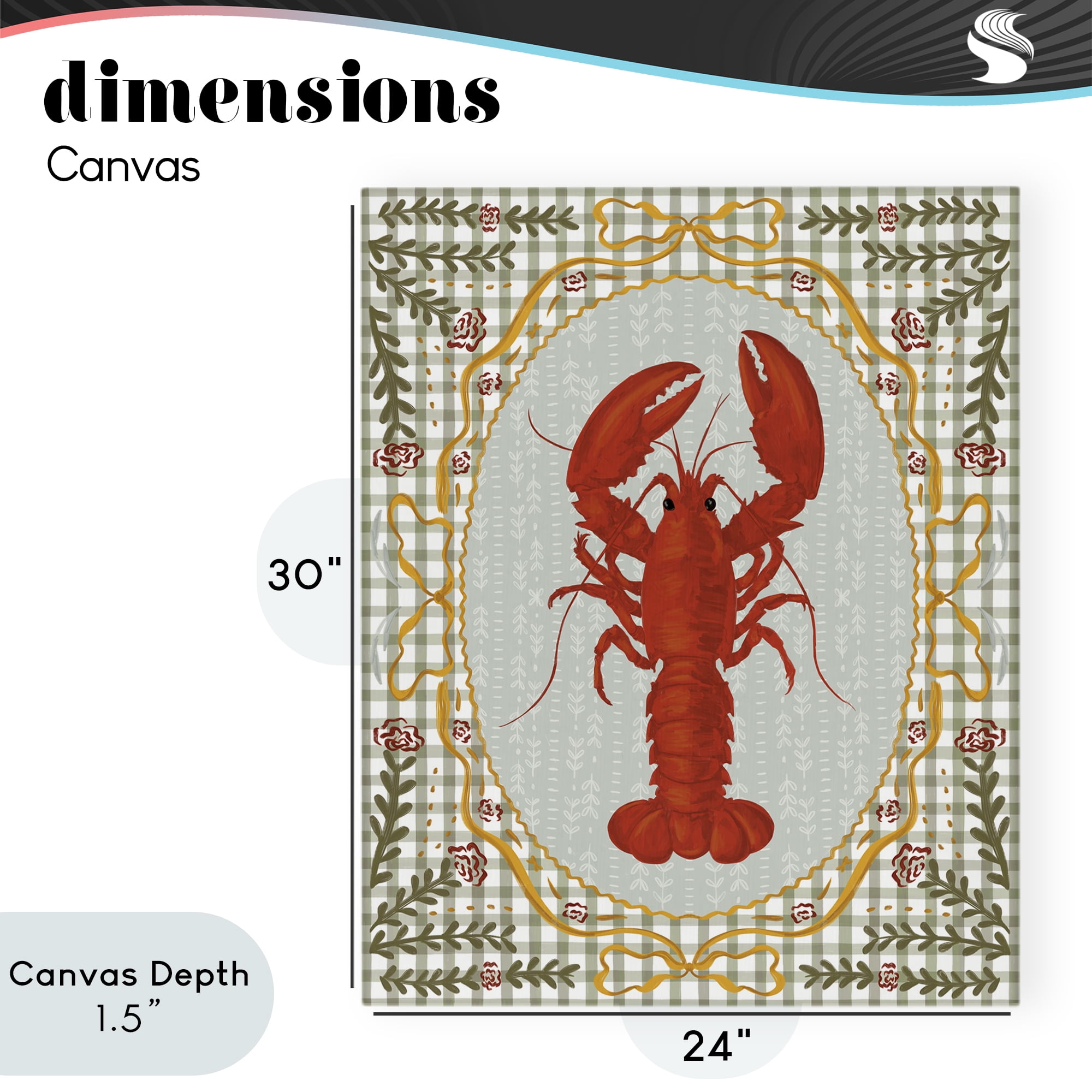 Stupell Industries Lobster with Gingham Kitchen Charm Canvas Wall Art, design by Vero Illustrates