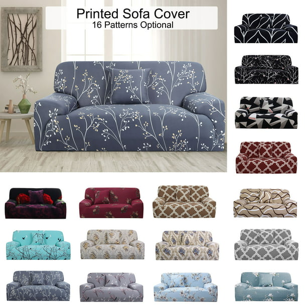 Printed Sofa Cover Chair Loveseat Couch, Blue Gray Sofa Cover