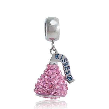 Connections from Hallmark Hershey's Kiss Stainless Steel Pink Crystal Charm