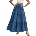 thumbnail image 2 of Noric Women's Summer Tiered Maxi Skirt Boho High Waisted Smocked Waist Flowy A Line Long Skirt for Beach Vacation Casual Fashion, 2 of 5